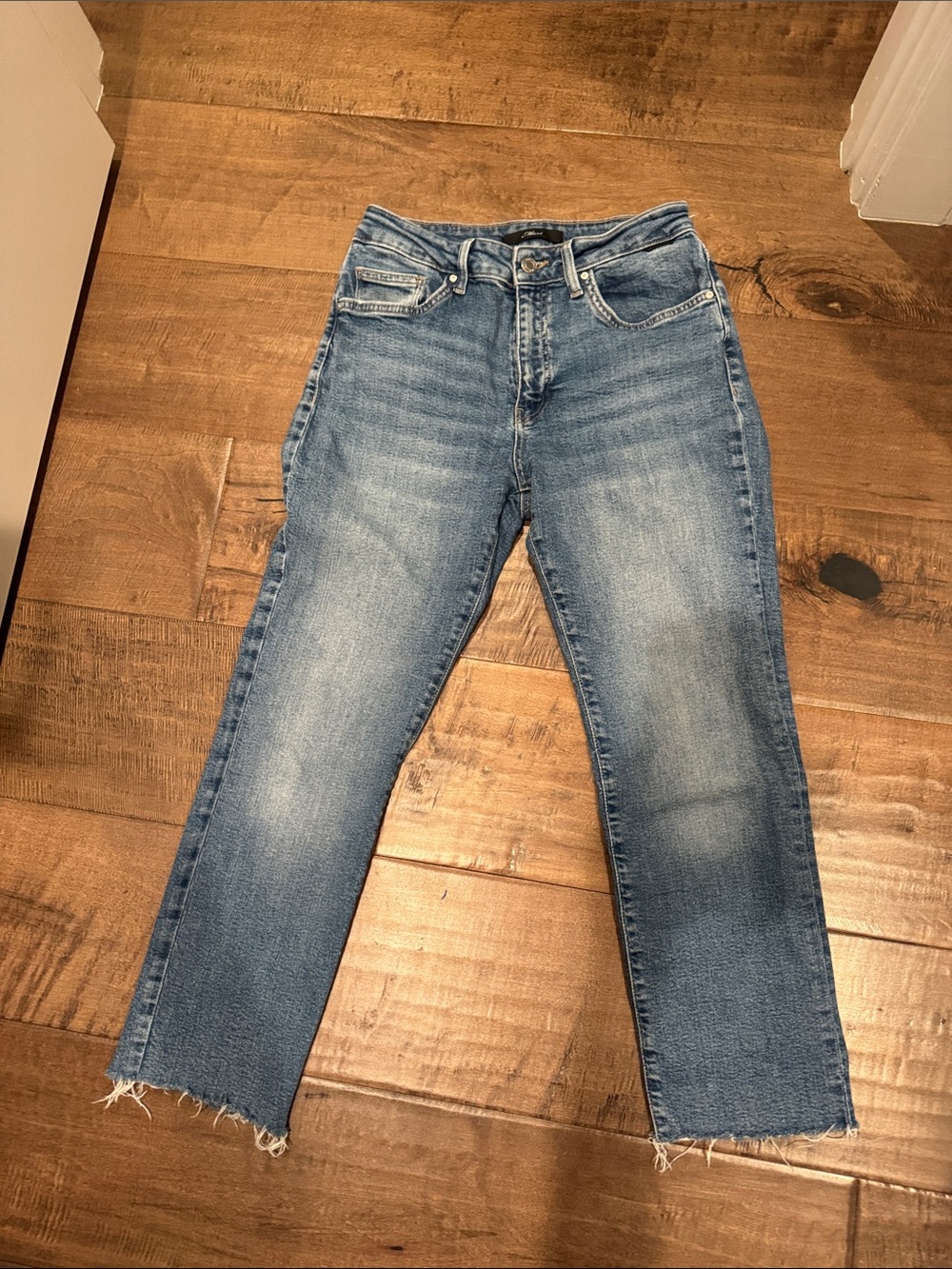 MAVI Light Blue Cropped Straight Jeans with Raw Hem